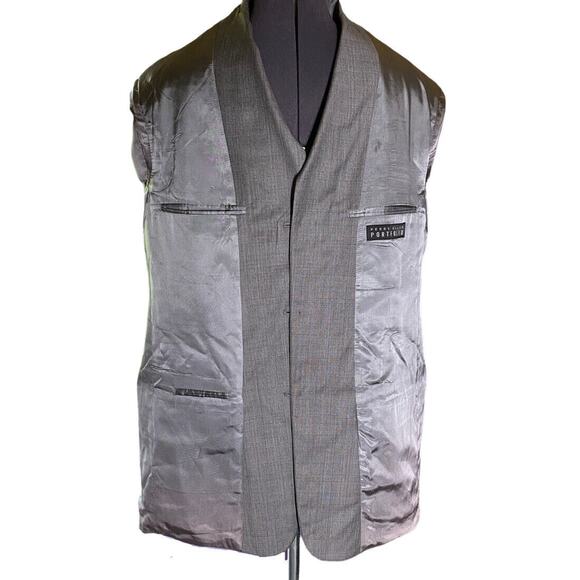 Career Perry Ellis Mens 44L/W36 Wool Blazer Classic Sport Jacket Plaid Gray NWT - Picture 3 of 15